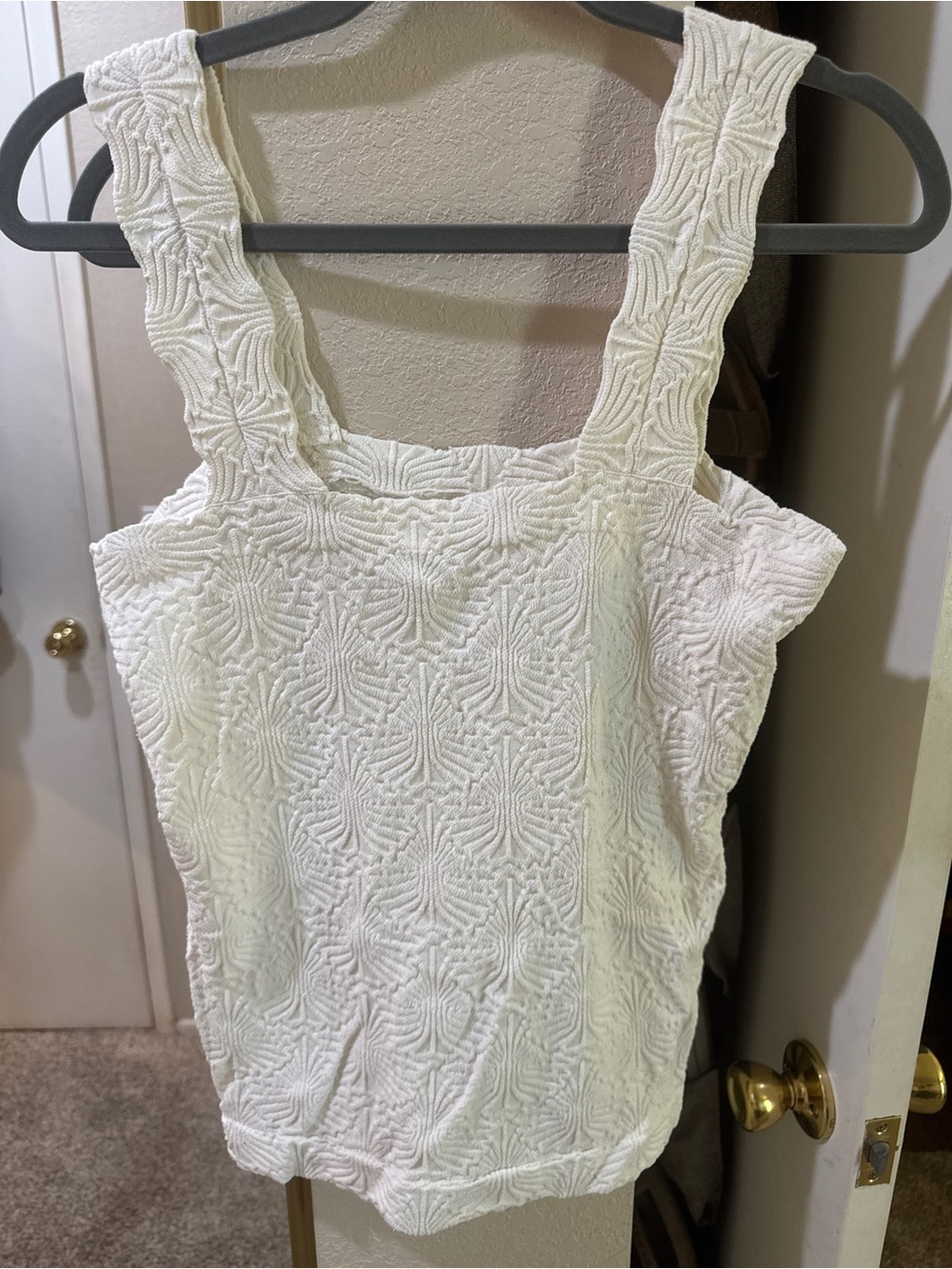 Ava & Aiden White Textured Square-Neck Tank